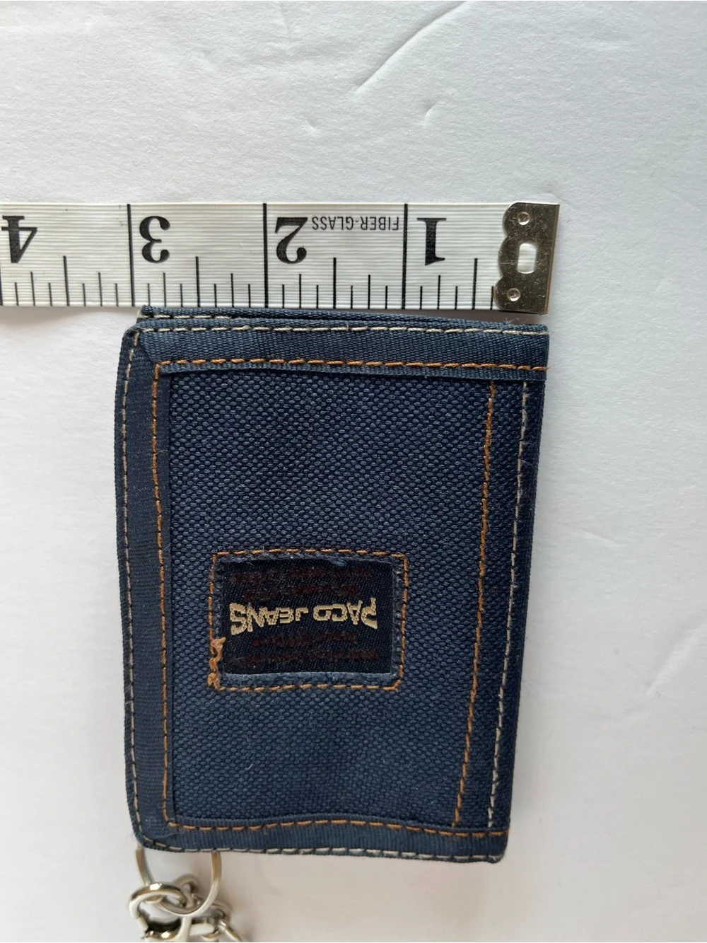 Y2K Paco Jeans Trifold Navy Denim Canvas Chain Vintage Wallet